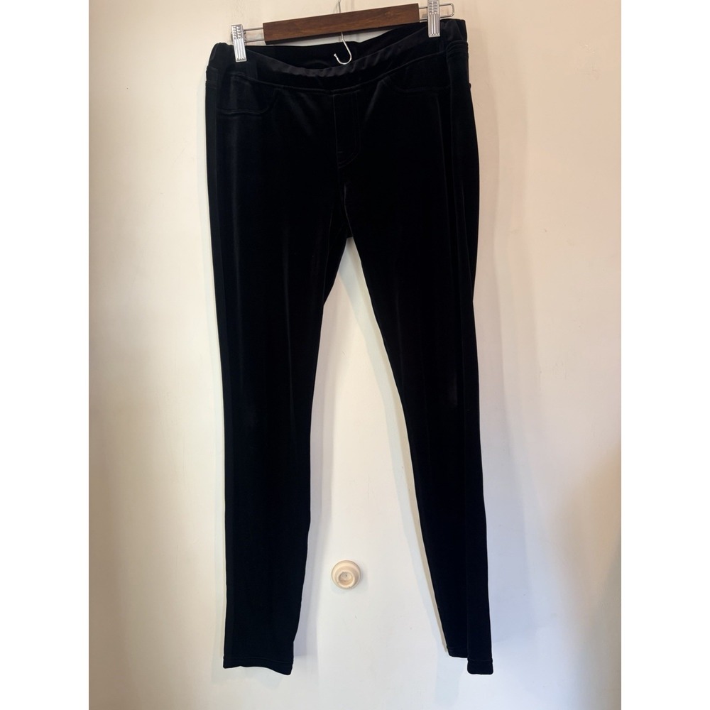 7 For All Mankind Velour Leggings Womens Medium Black‎ Pull On Stretch Pants